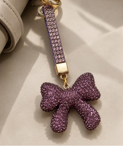 Amethyst Bow Bag Charm